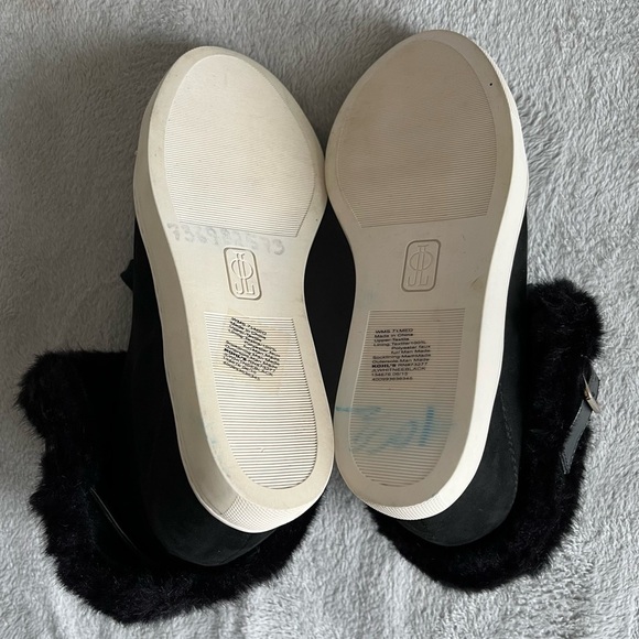 JLO JENNIFER LOPEZ BLACK FAUX SUEDE FAUX FUR CUFF HI-TOP SNEAKERS size 7.5M - Picture 6 of 10